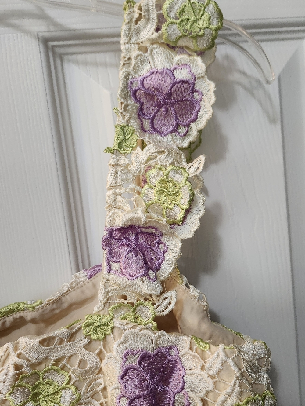 NWOT Boutique Embroidered Floral Lace Dress w/ Tulle Underskirt Cottagecore Sz M - Picture 10 of 12